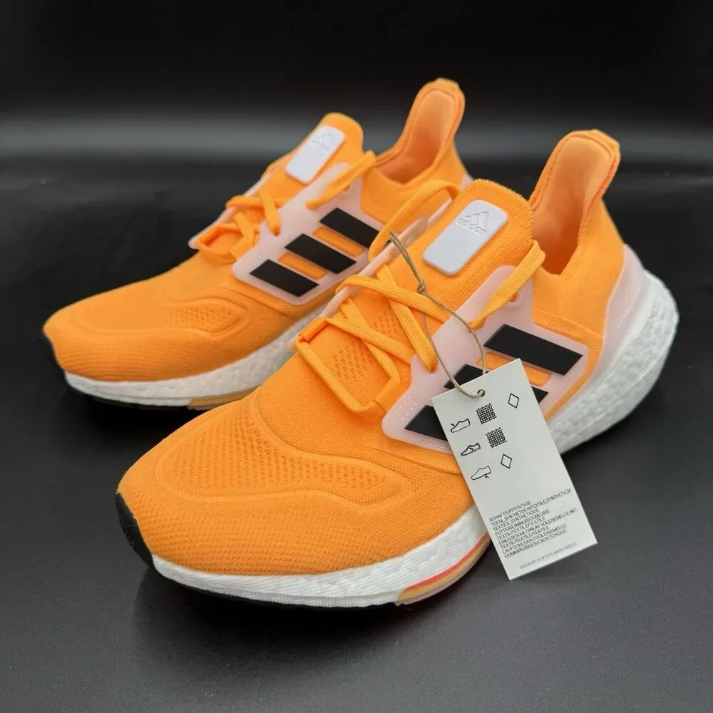 adidas UltraBoost 22 Running Shoes Flash Orange White Black HR1029 Men's Size 9
